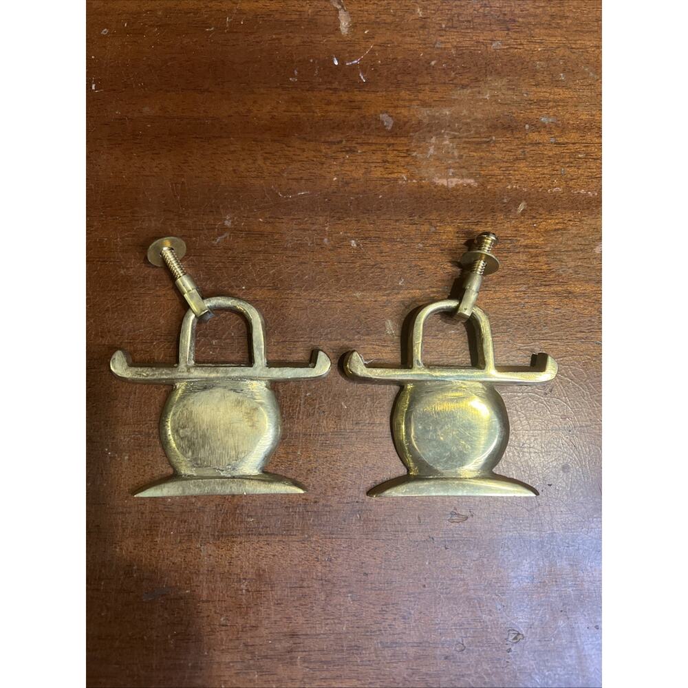 Chinese Brass Drawer Pulls Vintage Set Of 2
